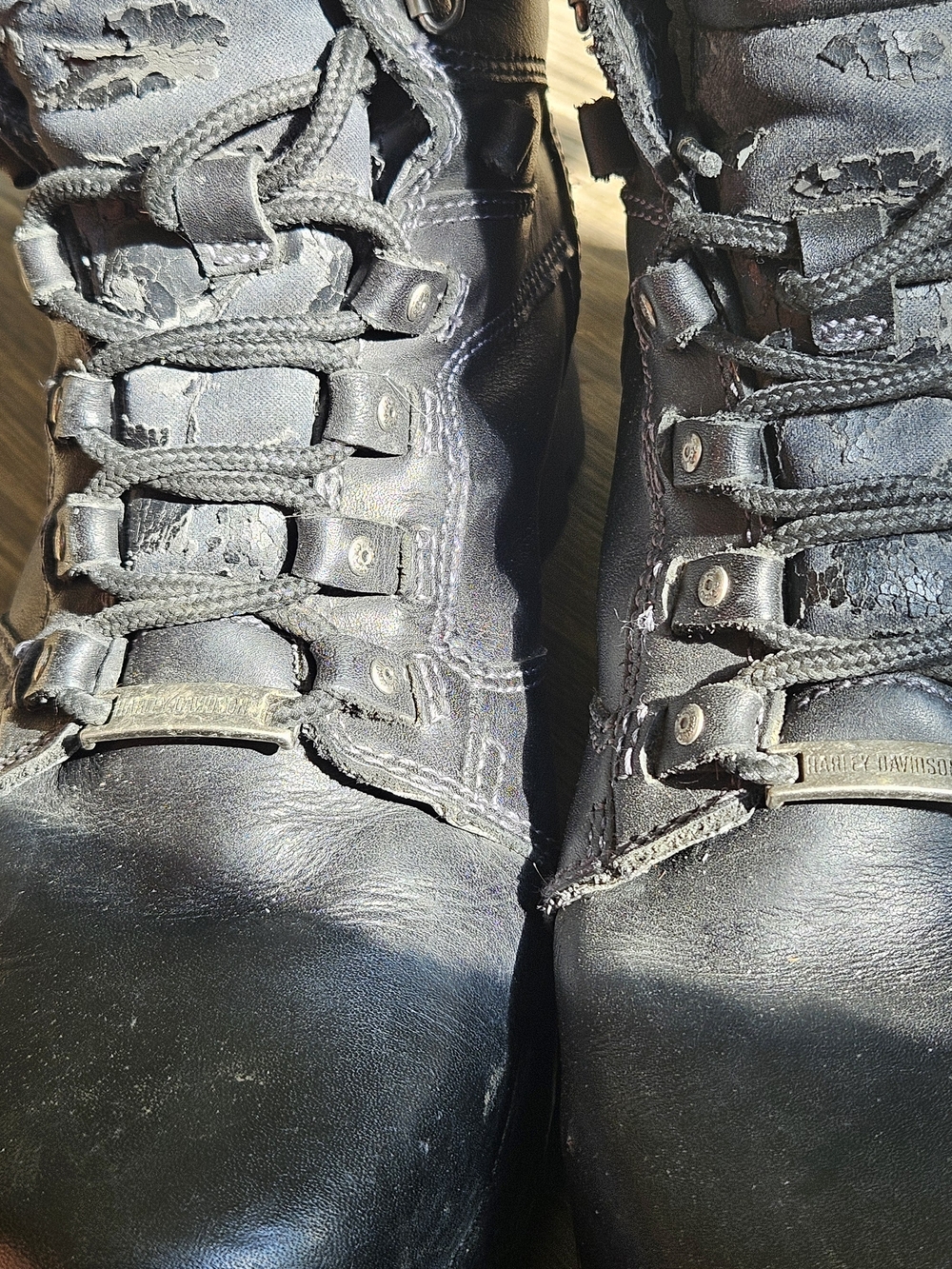 Harley-Davidson Black Embossed Leather Logo Boots
